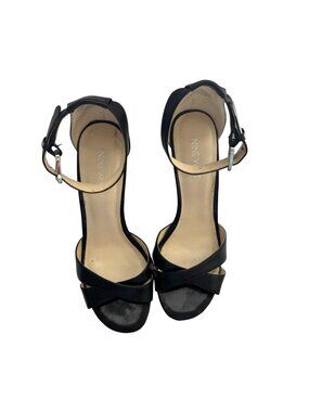 Nine West Black Ankle Strap Heels Size 7.5 Open Toe Dress Sandals